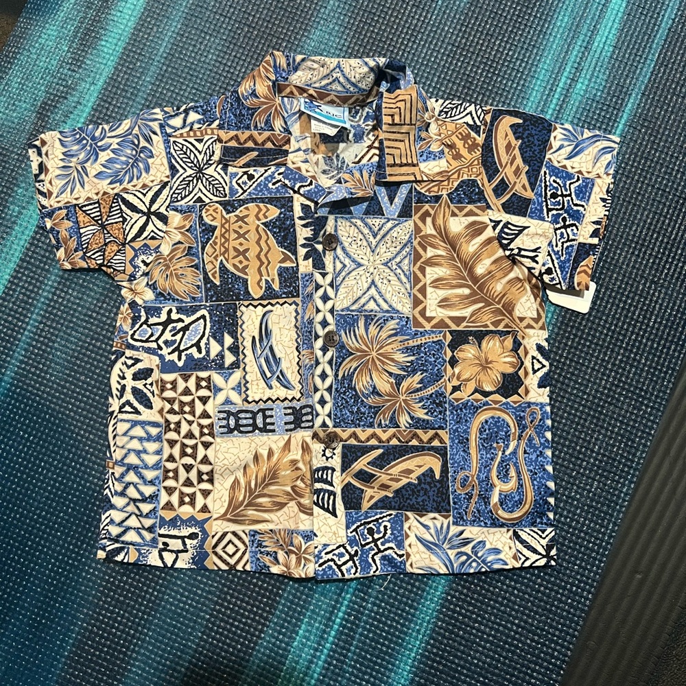 NWT RJC boys tropical cotton dress shirt, short sleeve , sz 2T